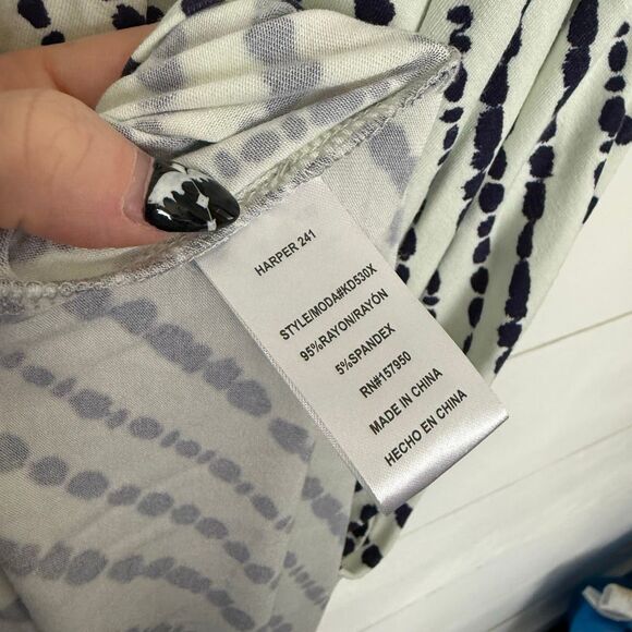 Harper 241 Women’s 3X White Patterned Stretchy Dress Plus Size - Picture 5 of 8